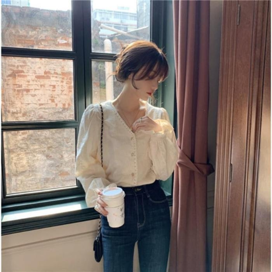 32191349-남방쉬폰유행여자셔츠프릴블라우스레이스모임겨울