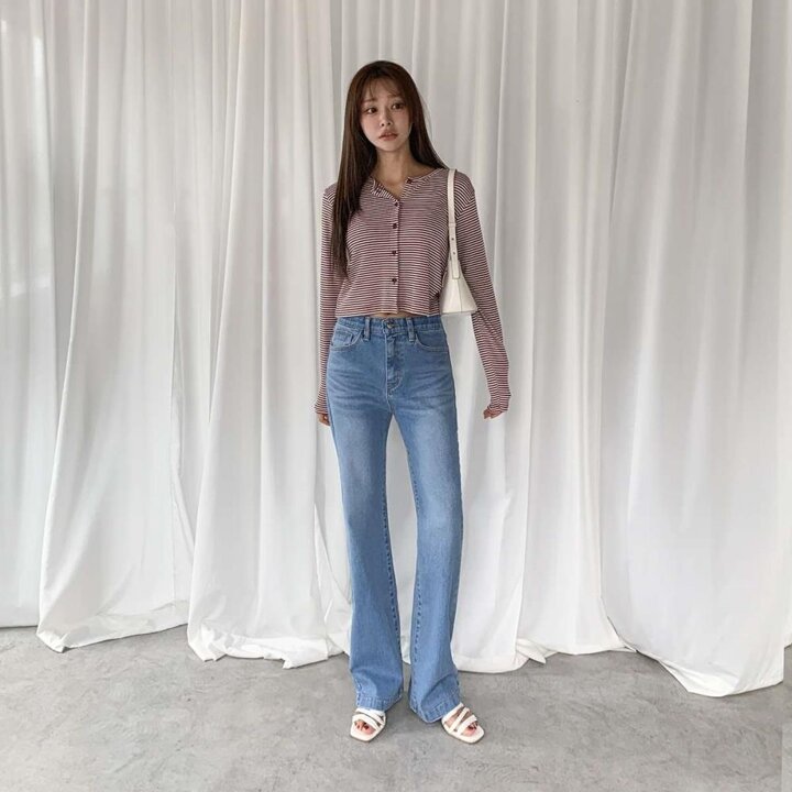 [옷자락] 여성 면혼방 스판 히든밴딩 세미부츠컷 데님