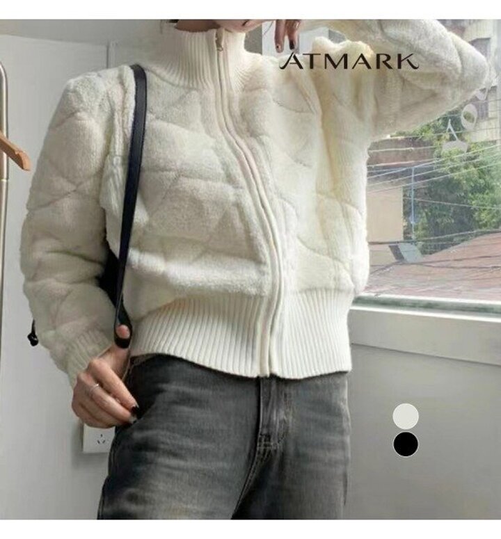 ATMARK 숏다이아패턴플리스점퍼AA49JP004G