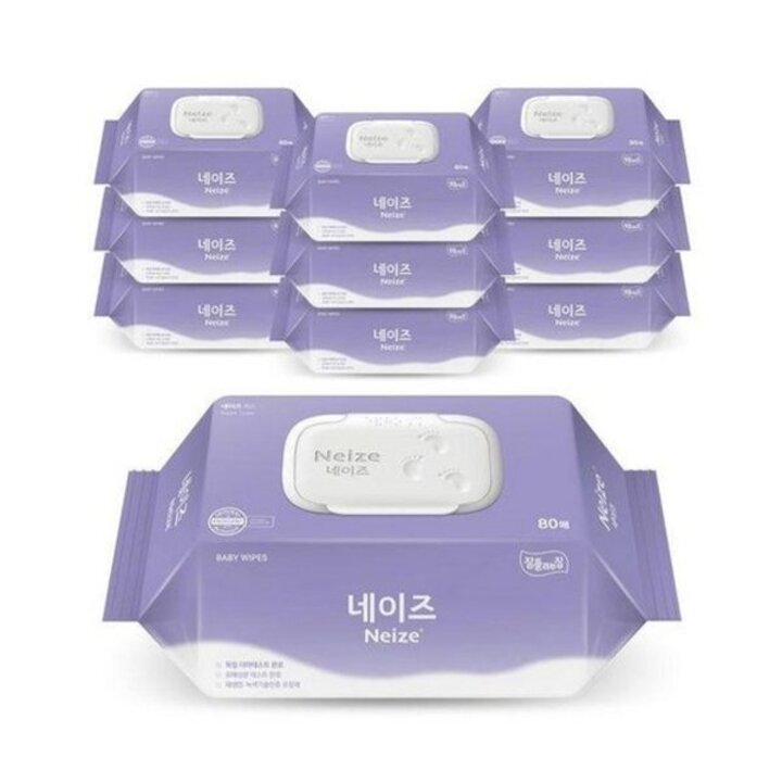 (신세계의정부점)미래생활  네이즈 럭스 엠보싱  물티슈 80매*10개입-1박스[리뉴얼]