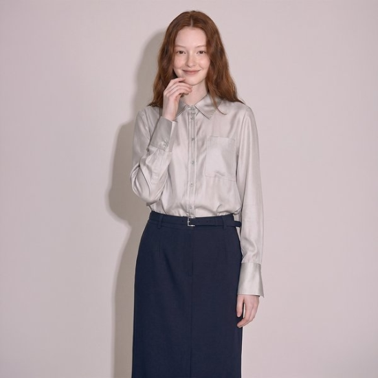 (대전신세계)[라인어디션]포켓 카라 셔츠 블라우스 NMWBLQH030