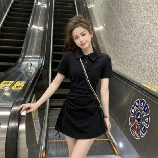 얇은 찰랑원피스 카라 냉장고 셔링 찰랑 스트링 골지19911927667501