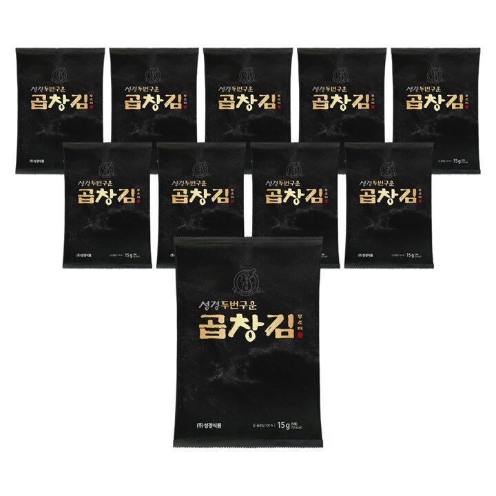 [지도표성경김 본사]두번구운 곱창김 15g x 10봉 무조미 곱창김