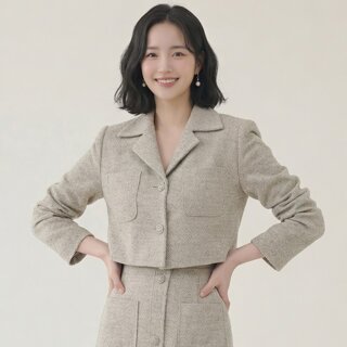 [귈림] 싱글버튼 트위드 카라 자켓(GBSJK401P)