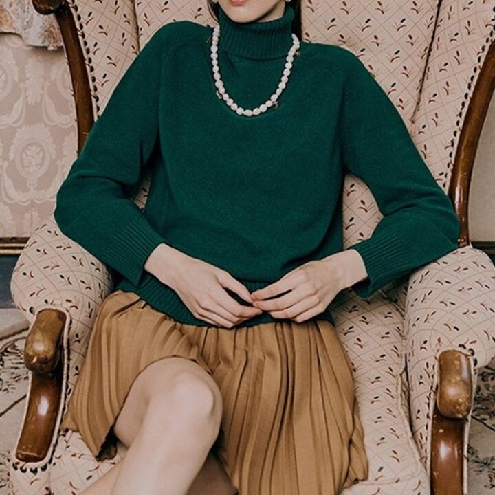 [소재올킬]엑스트라 파인울100퍼센트 르포엠 레오니 터틀넥 풀오버