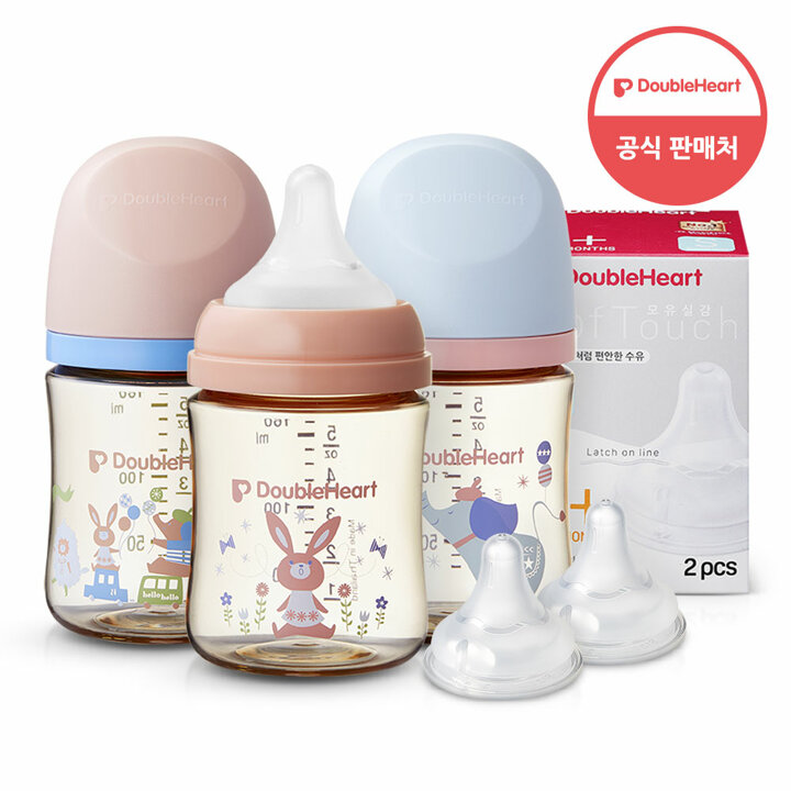 더블하트 모유실감 3세대 PPSU 젖병 디어프렌즈 트윈팩 160ml +3세대 젖꼭지(4입)