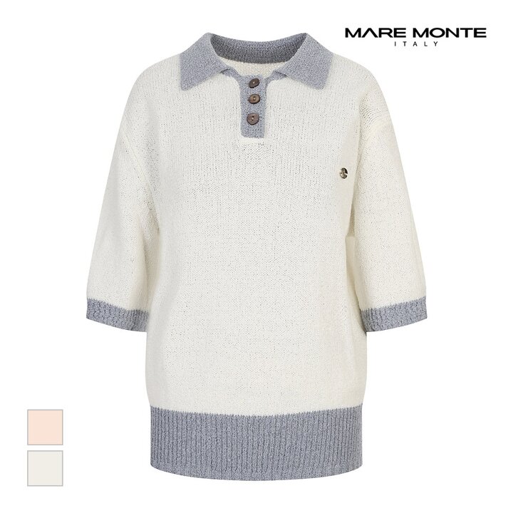 [마레몬떼] 배색카라 디자인니트_M244MKT19D0