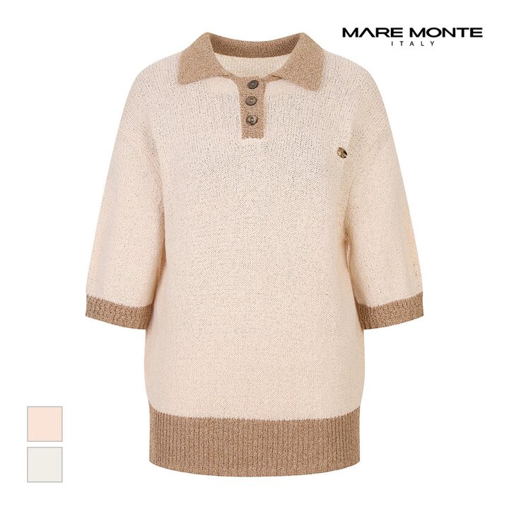 [마레몬떼] 배색카라 디자인니트_M244MKT19D0