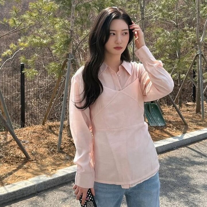(신세계강남점)[정채연 착용] 쉬어 뷔스티에 셔츠 NEW5XB329