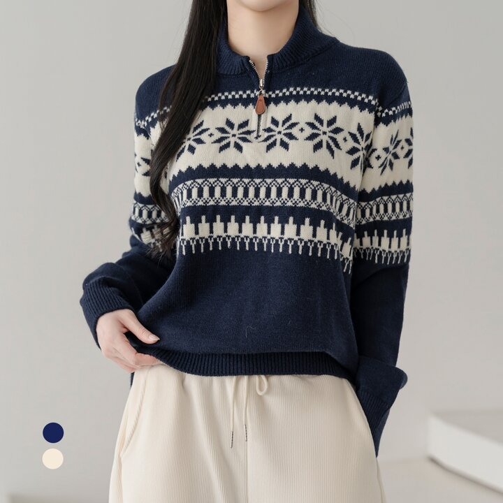 KARRA 코위찬패턴하프집업니트_A5W0541
