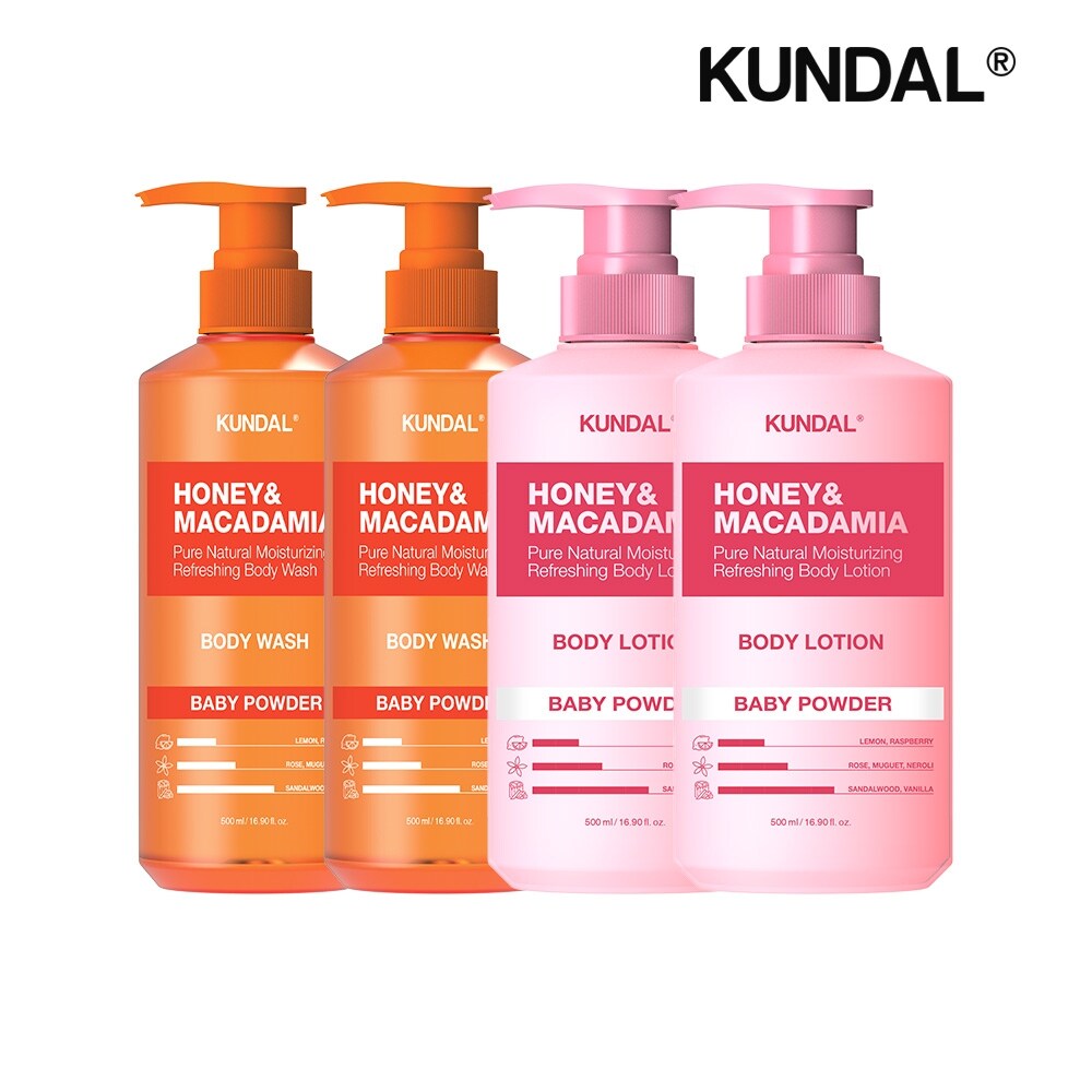 쿤달 퓨어 바디워시 베이비파우더 500ml x2개+바디로션 베이비파우더 500ml x2개