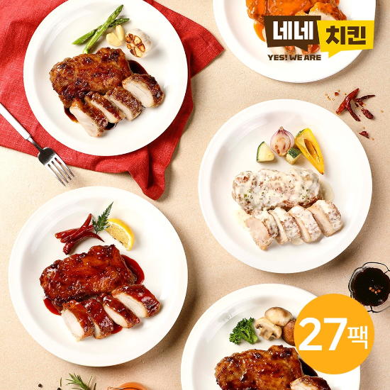 [네네치킨]  네꼬닭 순살 닭다리 5종 27팩 골라담기