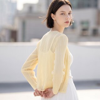 플라라 (88까지)플리츠솔리드브이넥가디건