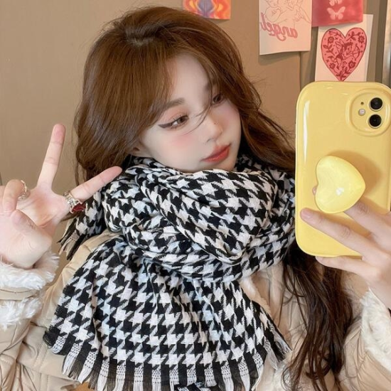 아트박스/루즈루나 길리안 체크 패턴 짜임 롱 체크 머플러 목도리