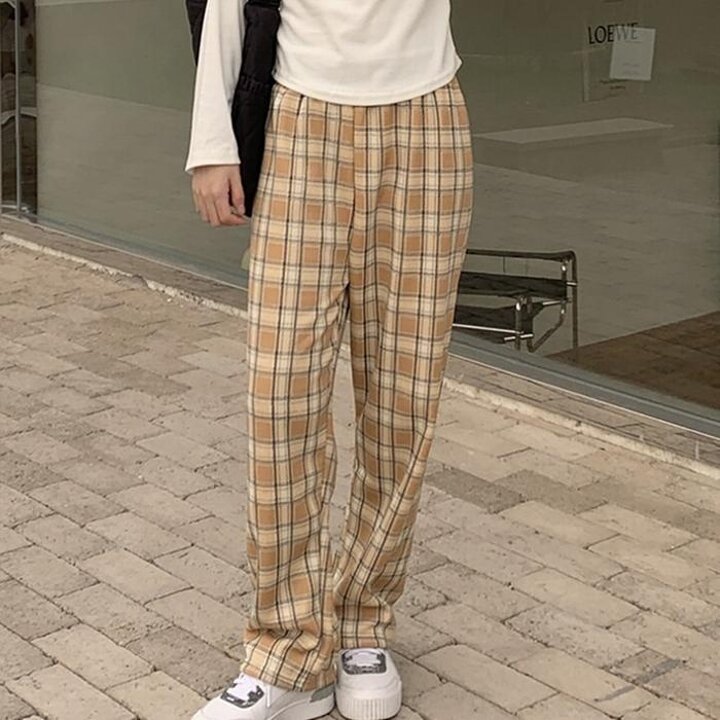 체크기모바지양털수면바지겨울바지파자마