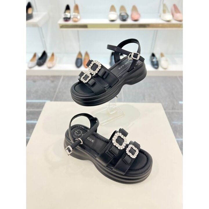 [하프클럽/고세] 여성 5.5cm 큐빅 청키 발목스트랩 샌들 JZS5S042