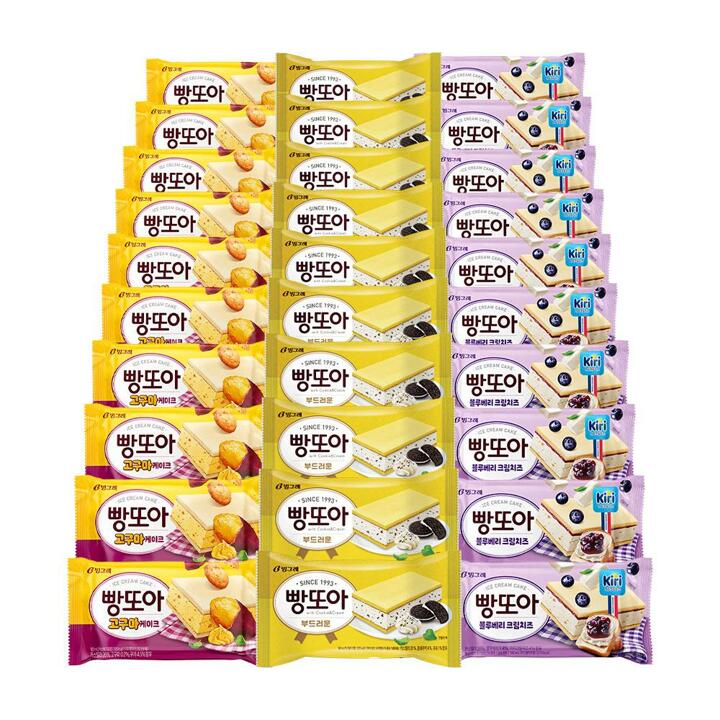 [S] 빙그레 빵또아 30개 부드러운/블루베리/고구마케이크 3종 아이스크림