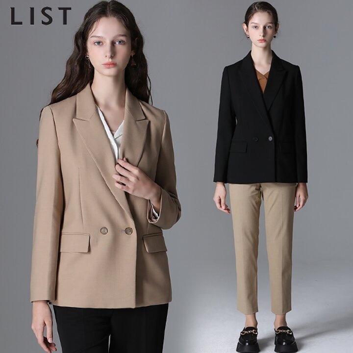 [리스트(LIST)] 피크드라펠 더블 원버튼 재킷 (택가격:278000원)