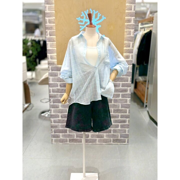 (신세계김해점)시스루 체크 셔츠 (LC31F6NB528X)