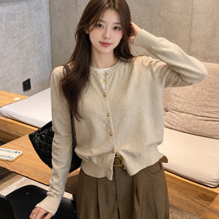 [귈림] 솔리드 스몰골드 버튼 니트 가디건(G5FCD005P)