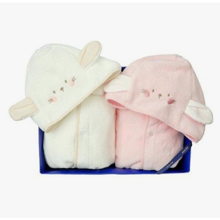 (신세계하남점)[압소바 쌍둥이출산,백일,돌선물세트] 코코 무연사 목욕가운 2종세트(백IVORY+핑크) 4A2A11801