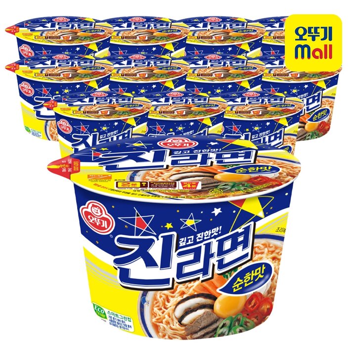 [본사직영] 오뚜기 진라면 순한맛 용기 110g 12개