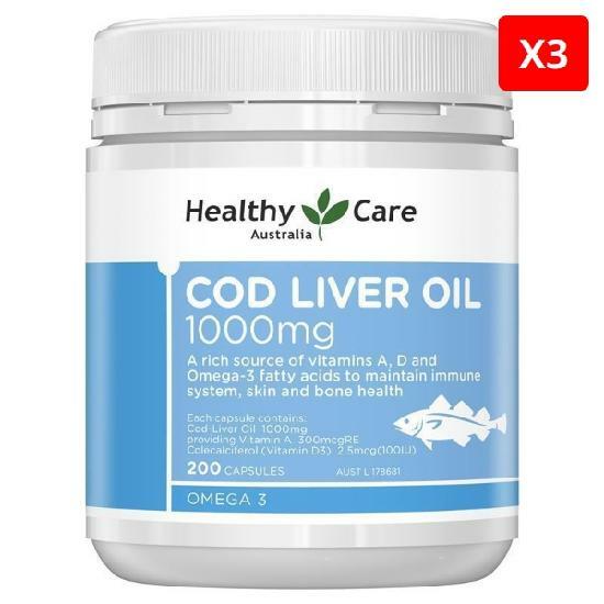 헬씨케어 대구간유 1000mg 200 소프트젤 캡슐 X3개