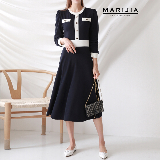 패션플러스[583876] [2차리오더][MARIJIA] 로맨틱 시크 라인 원피스MOPA31047