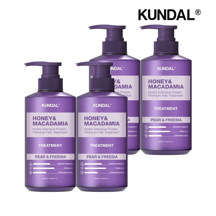 쿤달 허니 앤 마카다미아 단백질 트리트먼트 페어앤프리지아 500ml x4개