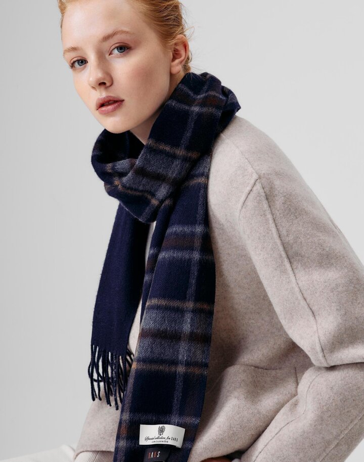 [DAKS MUFFLER][캐시미어100][BASIC] 남녀공용 다크그레이 체크 캐시미어100 양면 머플러 (DBMU5F706G2)