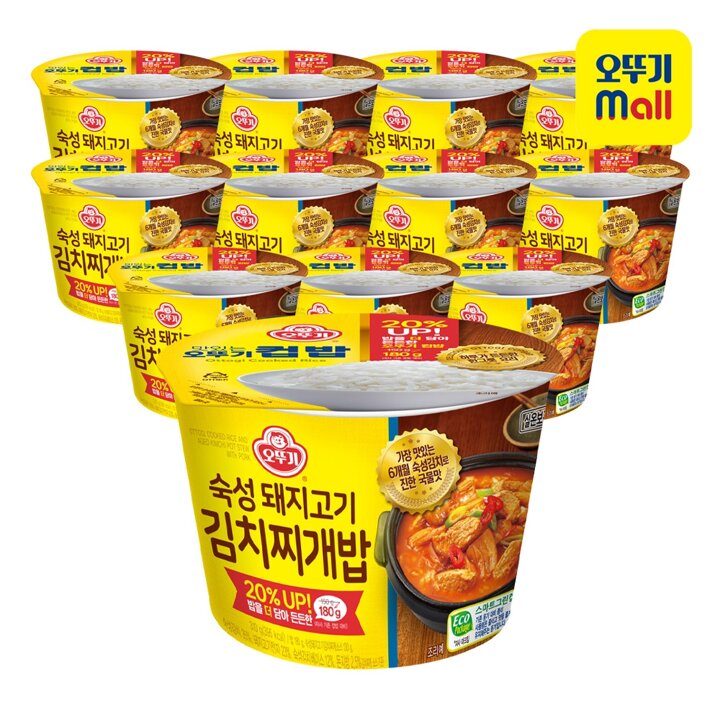 [오뚜기] [1BOX] 컵밥 숙성돼지고기김치찌개밥(프리미엄) 310g 12개