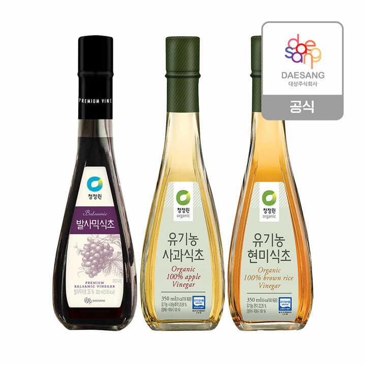 청정원 프리미엄 식초 3종(발사믹/유기농사과/유기농현미) 2개 골라담기