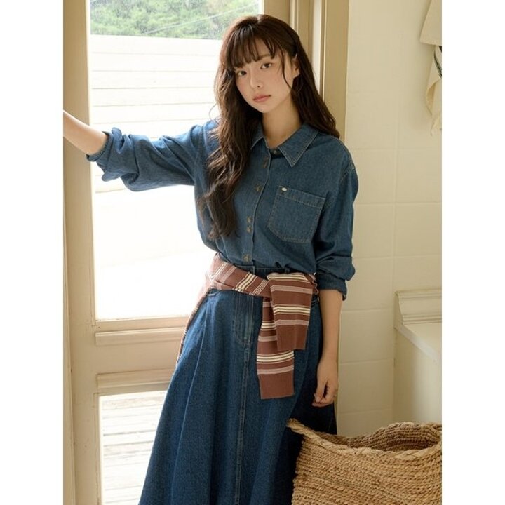 (신세계 사우스시티)핀스트라이프 콩단추 가디건 OK5AD865