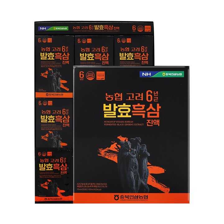 농협 고려 6년근 발효흑삼 진액 70ml x 30포 x 2개