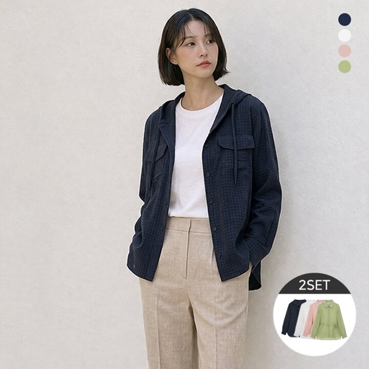 [엘루아] 썸머 시어 스트라이프 셔츠 자켓 2종세트