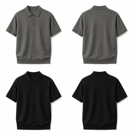 26년S/S 미라쿨 세로골 반팔 카라 니트 AAG2ET1104