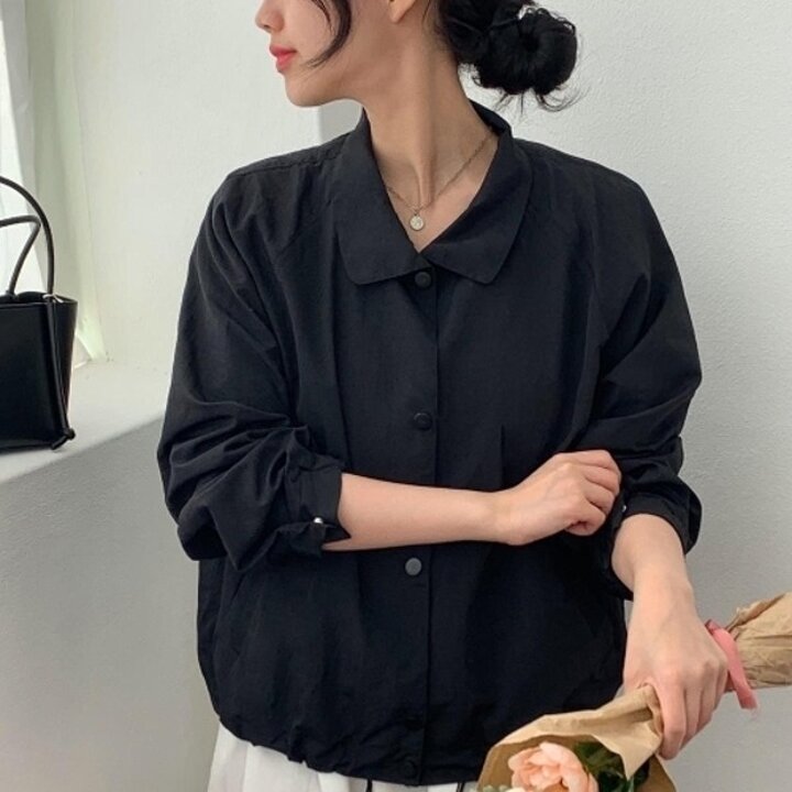 [VY] 여자 카라넥 단추 봄잠바 드로우코드 윈드브레이커 바스락 점퍼16434587588847