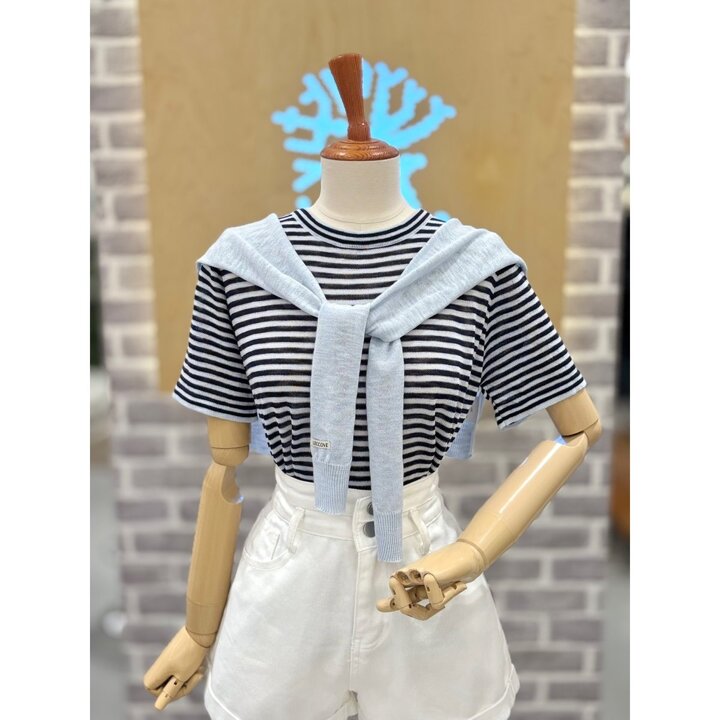 (신세계의정부점)(SET) 스트라이프 컬러 숄 세트니트 (LC31F7KN517S)