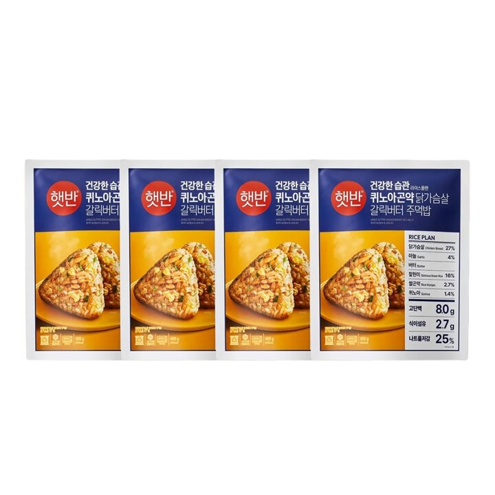 CJ제일제당 햇반 퀴노아곤약 갈릭버터 주먹밥 400g x4개