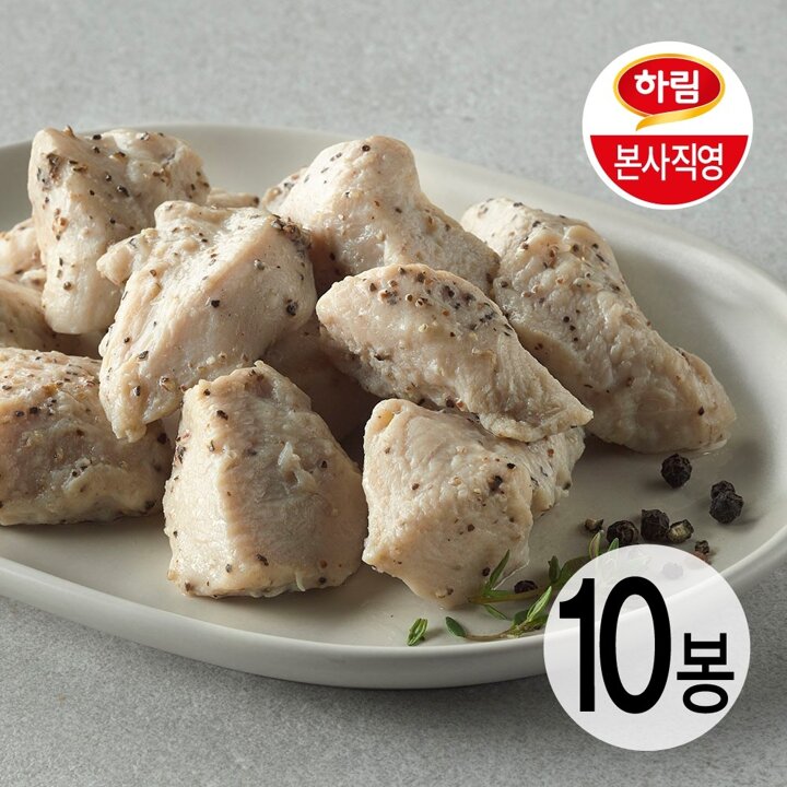하림이닭 한입 닭가슴살 블랙페퍼 100g 10팩