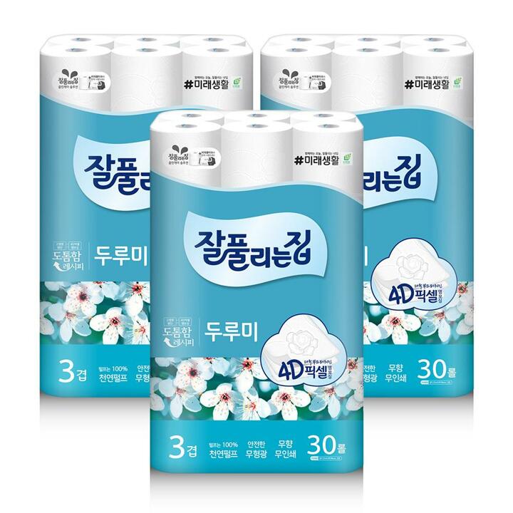 잘풀리는집 두루미 화장지 세트 (90롤, 천연펄프)