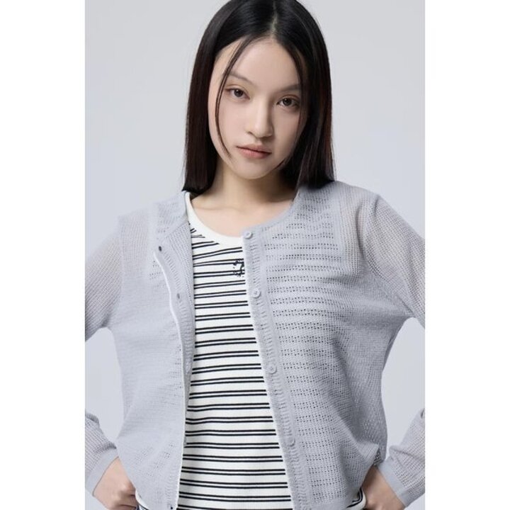 (신세계 사우스시티)라인 메쉬 라운드넥 가디건 BAKCE4631