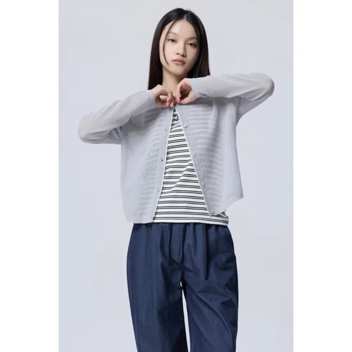 (신세계 사우스시티)라인 메쉬 라운드넥 가디건 BAKCE4631