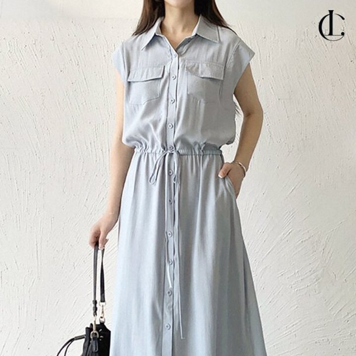 여성 원피스 롱드레스 민소매 카라원피스 여름원피스 LDZ1030