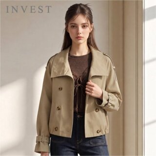 [인베스트] 클래식 더블 버튼 하프 트렌치 코트_IN6F1CT1501