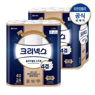 크리넥스 4겹 천연펄프 울트라클린 스트롱 25M-24롤X2팩