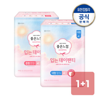 좋은느낌 입는데이팬티 중형/대형 생리대 4매x1+1팩