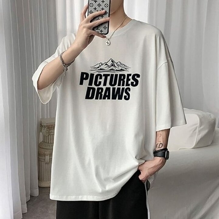 스트릿 프린팅 로고 오버핏 남성 반팔 티셔츠20429292667501