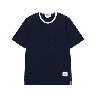 톰브라운 남성 사이드 트리밍 링거 반팔티 네이비 MJS083A-00042-415