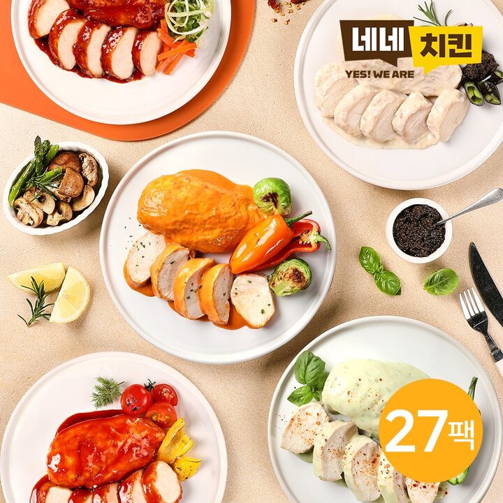 [네네치킨]  네꼬닭 소스 닭가슴살 10종 27팩 골라담기